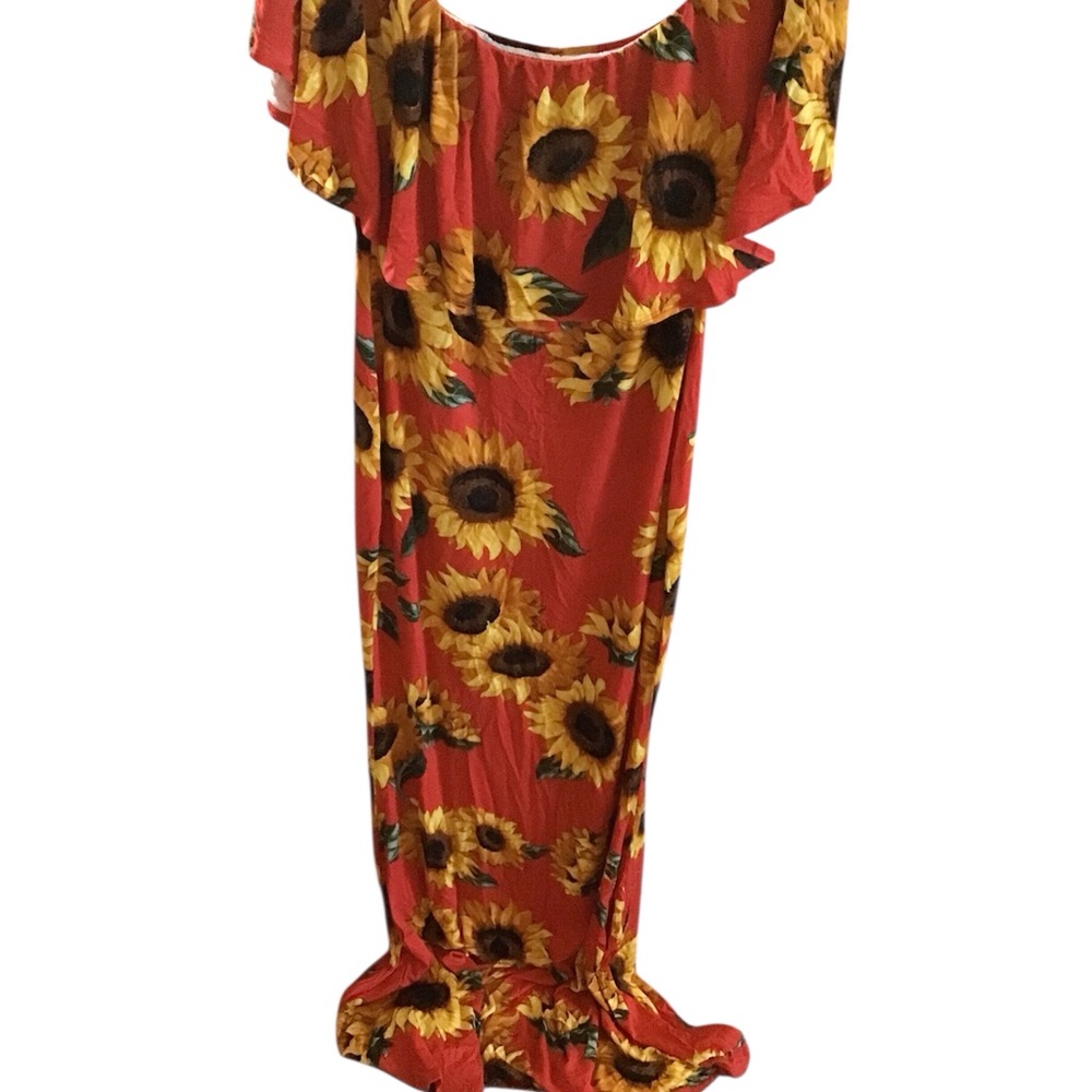 Red Sunflower Maxi Dress